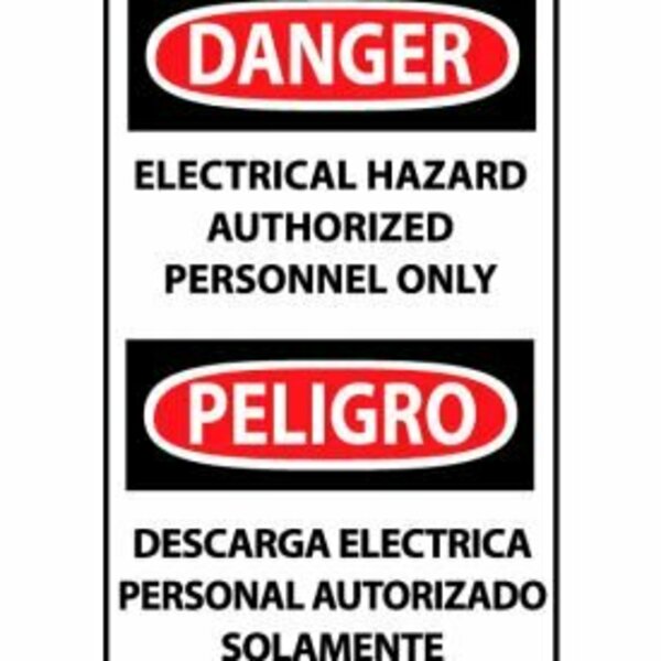 National Marker Co Bilingual Machine Labels - Danger Electrical Hazard Authorized Personnel Only ESD268AP